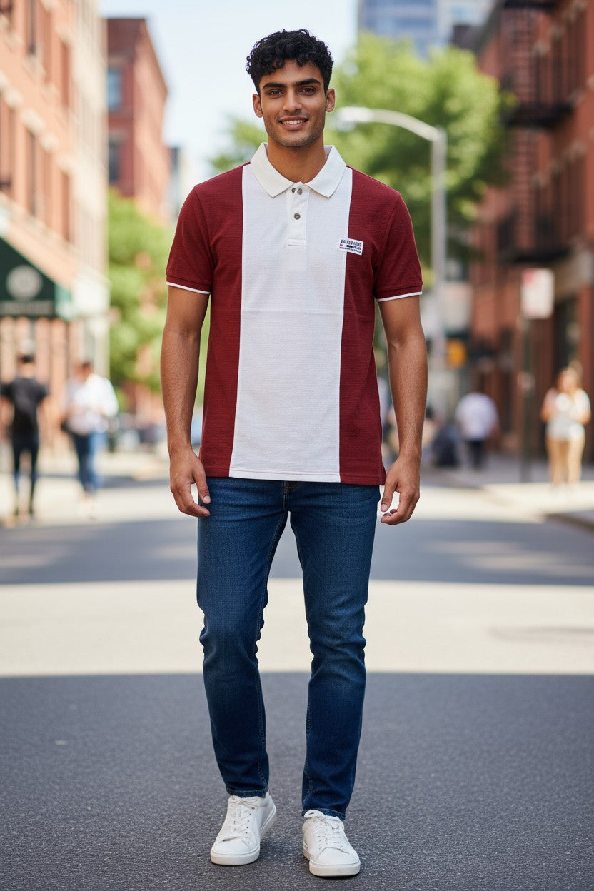 The Axis Polo Men’s US PA Colorblock Polo T-Shirt