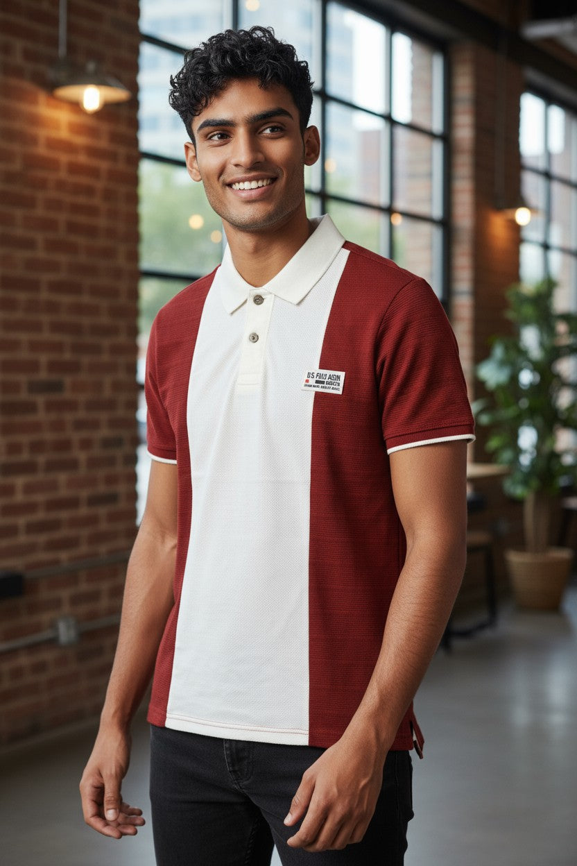 The Axis Polo Men’s US PA Colorblock Polo T-Shirt