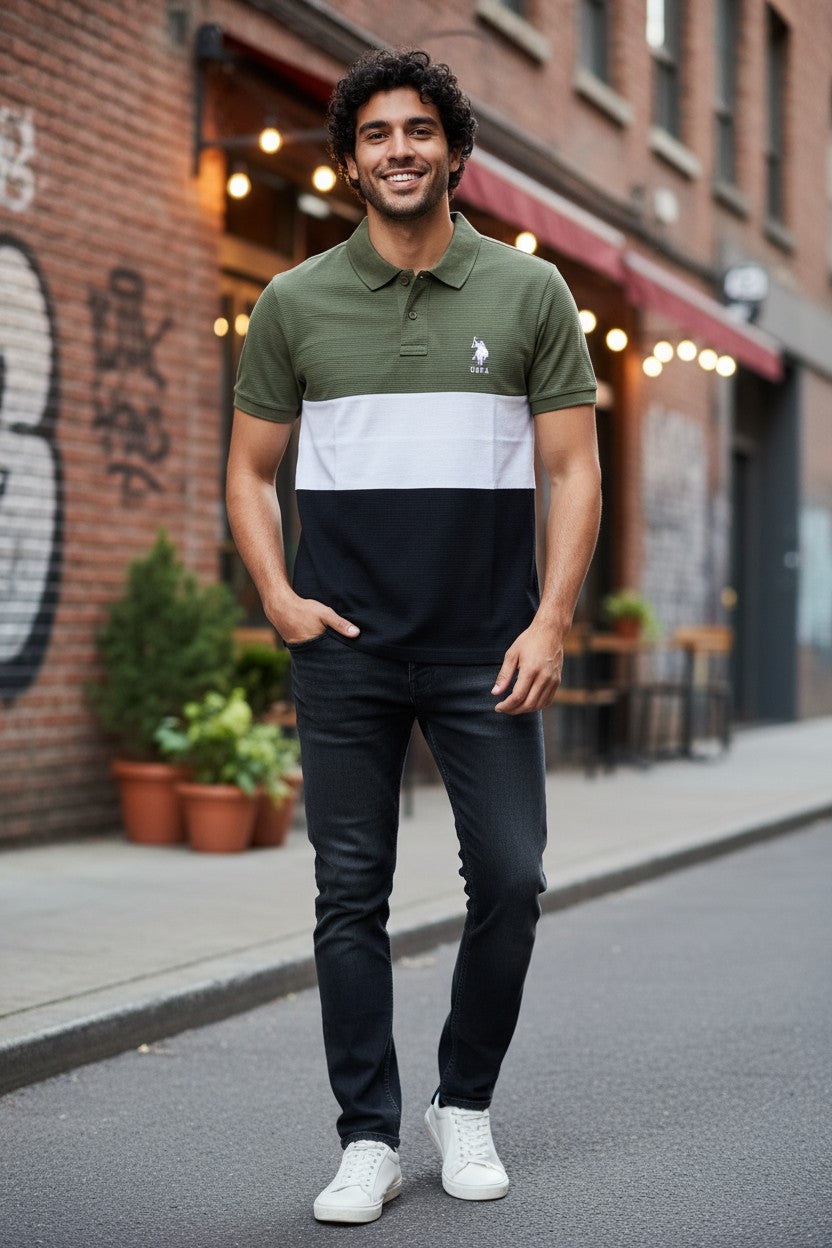 The Axis Polo Men’s US PA Colorblock Polo T-Shirt