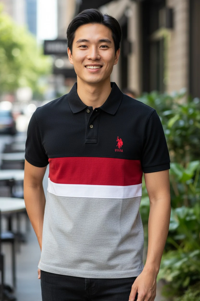 The Axis Polo Men’s US PA Colorblock Polo T-Shirt