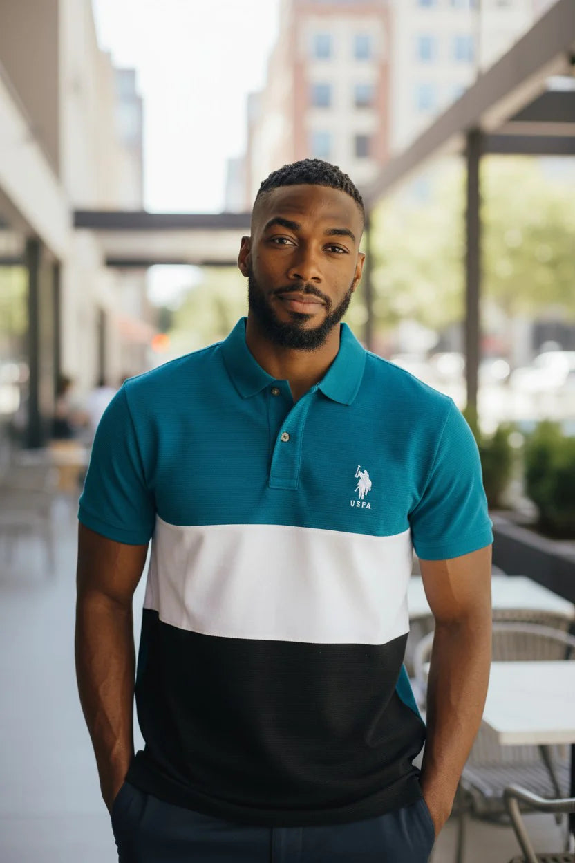 The Axis Polo Men’s US PA Colorblock Polo T-Shirt