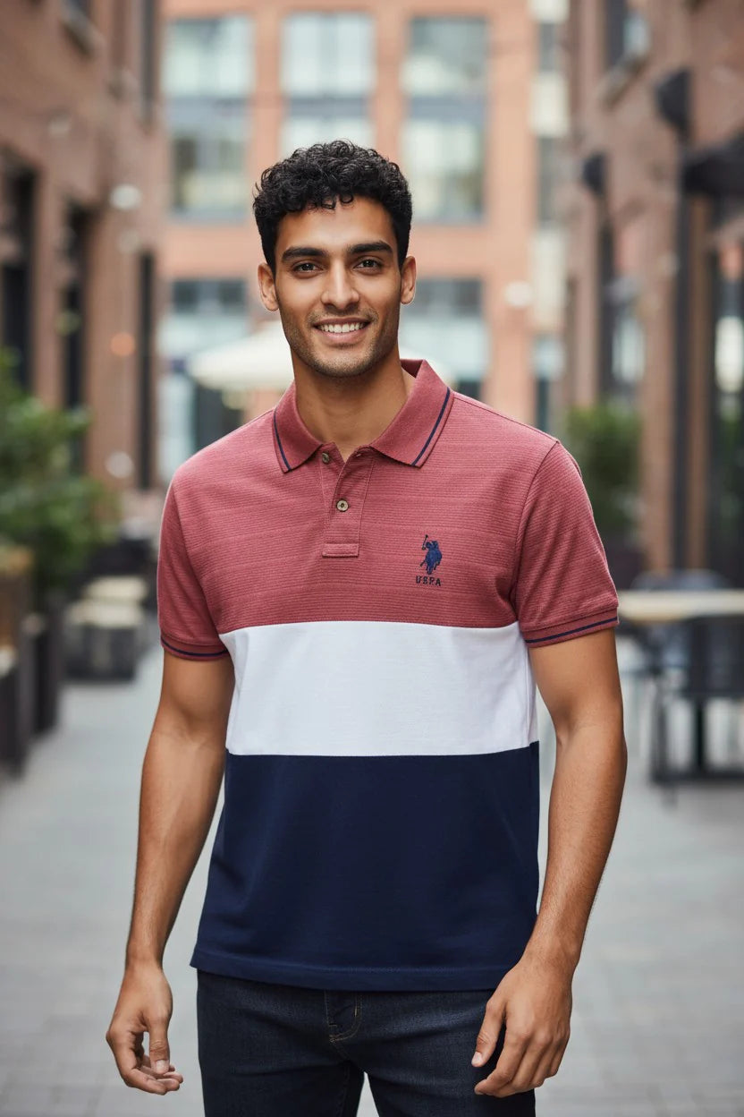 The Axis Polo Men’s US PA Colorblock Polo T-Shirt